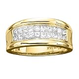 Gold Plated Sterling Silver 3/4 ct. Two Row Square Shaped Cubic Zirconia Ring