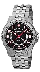 Wenger Men's 77076 Squadron GMT Black Dial Steel Bracelet Watch