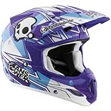 Answer Racing Skullcandy Men's A12 Comet Off-Road/Dirt Bike Motorcycle Helmet w/ Free B&F Heart Sticker - Purple