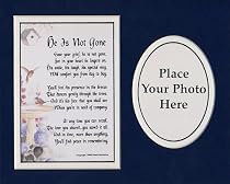 "He Is Not Gone" Touching 8x10 Framed Poem (Solid Oak) Double-matted In Navy/White And Enhanced With Watercolor Graphics.