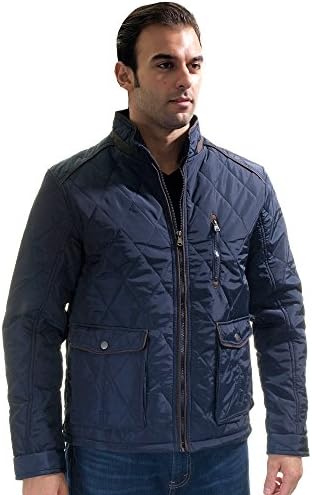 Rock Revolution-Men's Quilted Fur Lined Zip Up Jacket w/ Suede