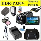 Pocket Video Camera Sony HDR PJ30V HDRPJ30V 1080p High Definition 32GB Handycam Camcorder Starters Package W/ LED Video Light, Battery, Battery Charger, Case, Tripod & Much More!!!