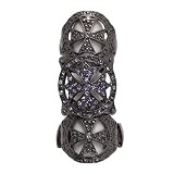 Statement Armor Ring; 2.25L; Gunmetal; Grey Rhinestones; One Size Fits Most