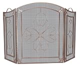 3 Fold Venetian Bronze Screen W/ Floral Design