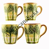4 Piece Ceramic Palm Tree Coffee Mug set by Housewares