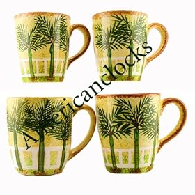 Click here to buy 4 Piece Ceramic Palm Tree Coffee Mug set by Housewares.