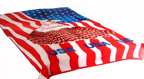 New Queen USA Flag Bald Eagle Korean Mink Blanket