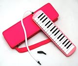 Produkt-Bild: Melodica mit 32 Tasten in Pink mit stabiler pinker Tasche mit Anbla&szlig;schlauch und Mundst&uuml;ck