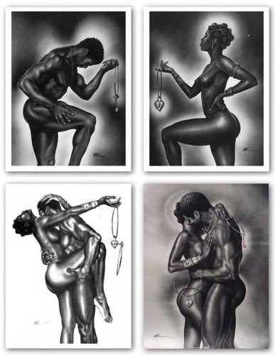 Lock and Key Set (Four Mini Prints) by Kevin Williams (WAK) 7"x5" Art Print Poster African-American