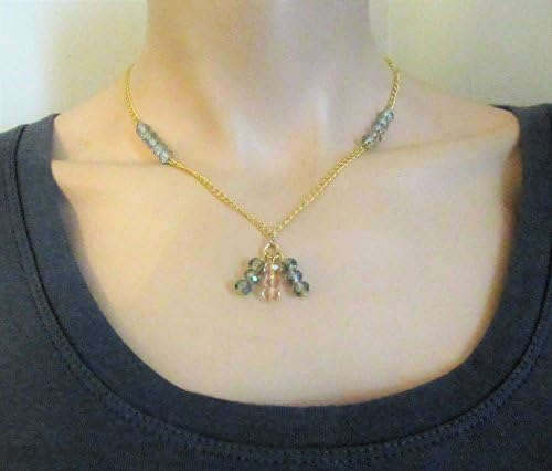 Twinkle Crystal Aquamarine and Blush Pink Beaded Necklace