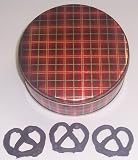 Scott's Cakes 1 lb. Milk Chocolate Covered Pretzel in a Plaid Tin