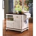 Cherry & White Finish Kitchen Serving Cart with Casters
