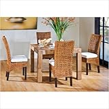 Cancun Palm 5 Piece Side Chair and Square Table Set Natural