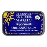 Dr. Bronner's & Sun Dog's Magic Organic Balm for Dry/Chapped Skin or Tattoos, Peppermint, 0.5-Ounce Tin