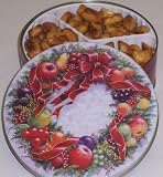 Gourmet Food : Scott's Cakes Garlic, Honey-Mustard, and Peanut Butter Pretzel Nuggets in a Christmas Wreath Tin
