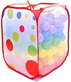 Wonder Playball Non-Toxic Non-Recycled Phlathlate & BPA Free Pit Balls for Kids with Polka Dot Hamper (200 Count), Red/Orange/Yellow/Green/Blue/Purple, 6.5 cm