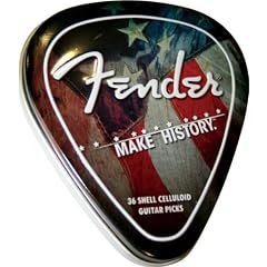Fender Make History Guitar Pick Set Box (metall) mit 36 celluloid Picks (3 St�rken