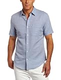 Perry Ellis Men's Short Sleeve Space Dye Woven Shirt