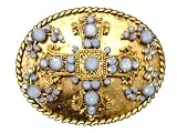 Rock Star Metal Swarovski Crystal Studded Cross Belt Buckle, 56 Crystals on Buckle