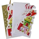 Die Cut Boxed Christmas Cards, Set of 6: Santa Gifts