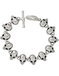 Sterling Silver Heavy Sideways Skull Bracelet 5/8 inch wide, 8 inch long