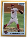 2010 Bowman Chrome Prospects Gold Refractors Baseball Card # BP1 Stephen Strasburg - Washington Nationals (RC - Rookie Card / Prospect XRC - Serial #d to 50)