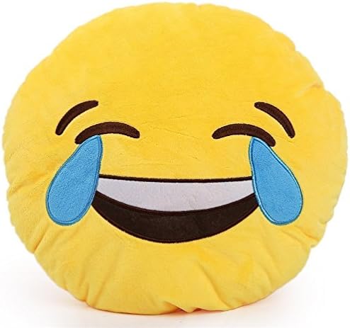 Emoji Round Cushion Pillow, by Lynnwang Design (Face with Tears of Joy)