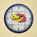 KANSAS JAYHAWKS 12 Stunning Hand Painted Team Logo & Colors ART-GLASS CLOCK