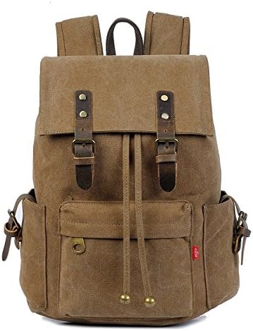 FNR 0615Unisex Back bag Multi-functional Rugged Canvas Leather Climbing sporting bag (Coffee)