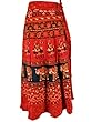 Skirt for Women Mod Indie Red Blue Elephant Print Long Wrap Around Skirts