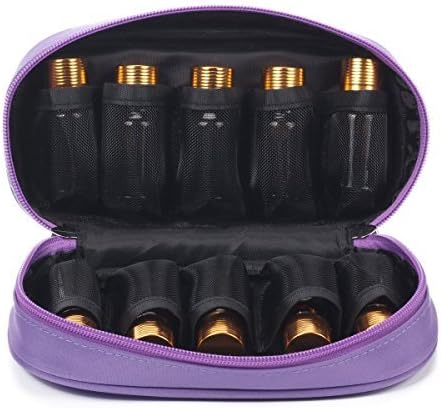 LAVEN Essential Oil Carrying Case Holder Bags Holds 10 Bottles for 5ML, 10ML and 15ML and 10ML Roll-Ons -On the Go Essential Oil Case Storage (Purple) by LAVEN