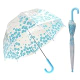 Childrens Girls Transparent Dome Floral Design Umbrella