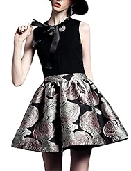 Bubble Dress Floral Print Cotton Sleeveless Fall Round Neck  Dress