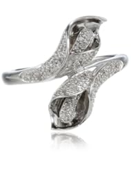 Sterling Silver Call Lily Flower Diamond Ring (1/7 cttw, I-J Color, I2-3 Clarity)