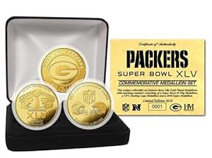 NFL Green Bay Packers Super Bowl XLV 24KT Gold Flip Coin Set