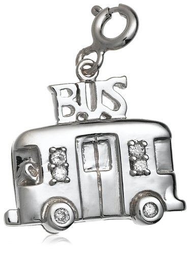 Sterling Silver Diamond Bus Charm