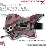 PS2 Guitar Hero I & II White Wireless Controller Skin Camouflage Pink by WraptorSkinz TM (GUITAR NOT INCLUDED)