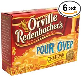 Orville Redenbacher's Gourmet Microwavable Popcorn, Pour Over Cheddar, 4-Count Boxes (Pack of 6)