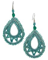 Just Give Me Jewels Handcrafted Turquoise Beaded Teardrop Dangle Earrings