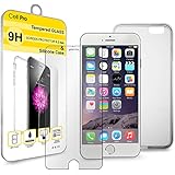 iPhone 6S Screen Protector Tempered Glass and Silicone Case - Lifetime Warranty - 0.2 mm Glass & Clear Case for iPhone 6 6S