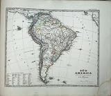 SOUTH AMERICA 1876 STIELERS MAP FALKLANDS BRAZIL PERU