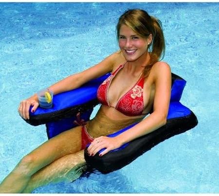 Nylon Covered Vinyl U-Seat Pool Float Loungers with Single Cupholder