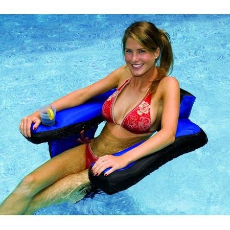 Nylon Covered Vinyl U-Seat Pool Float Loungers with Single Cupholder