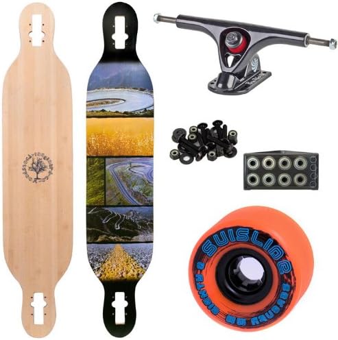 Woodstock Mojo 41.5" Bamboo Longboard Complete with Paris Black Trucks Abec 9 Bearings and Suislide Wheels