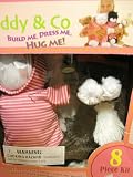 8 Pc Kit Teddy & Co Build Me, Dress Me, Hug Me! 12" Black and White Kitten, Build and Stuff Teddy Bear with Stuffing and Heart!