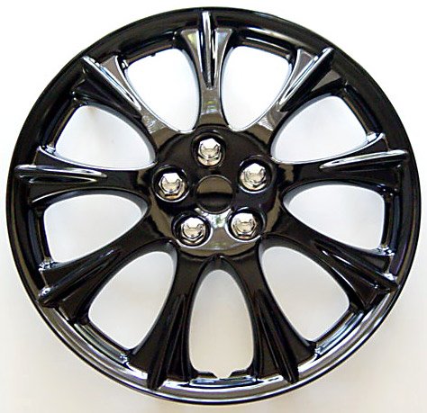 Large Image of 15" SET OF 4 ICE BLACK HUBCAPS WHEEL COVERS DESIGN ARE UNIVERSAL HUB CAPS FIT MOST 15 INCH WHEELS