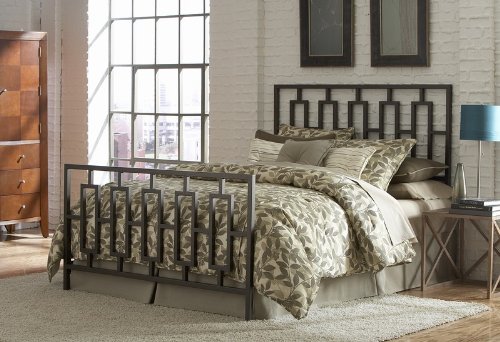 Queen Size Metal Bed with Frame - Miami Contemporary Design in Coffee Finish