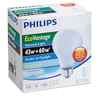 Philips 43-Watt A19 EcoVantage Light Bulb, Natural Light