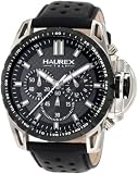 Haurex Italy Mens 9D367UNN Talento-R Chrono Black PVD Tachymeter Bezel Leather Sport Watch