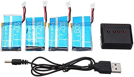 FOCHUTEH 25c 3.7v 600mah Upgraded Battery + 4 In 1 Charger Syma X5 X5a X5c Quadcopter